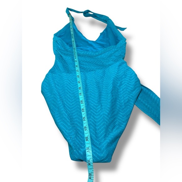 Trina‎ Turk Blue One-Piece Swimsuit with Sparkly Chevron Pattern Sz 6 EUC - Picture 13 of 13